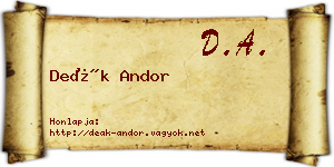 Deák Andor névjegykártya